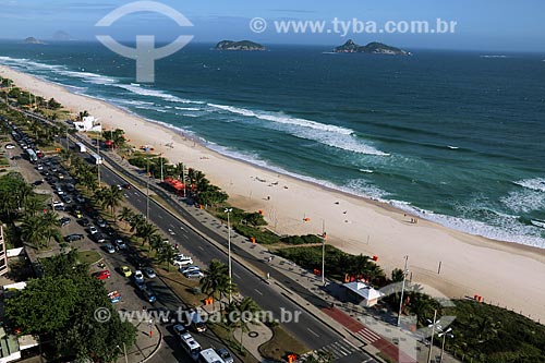 Top view of Barra da Tijuca Beach waterfront with the Tijucas Islands in the background  - Rio de Janeiro city - Rio de Janeiro state (RJ) - Brazil