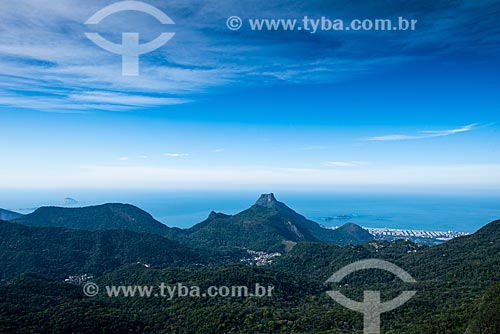  View of the Rock of Gavea and Barra da Tijuca neighborhood from Tijuca Peak  - Rio de Janeiro city - Rio de Janeiro state (RJ) - Brazil