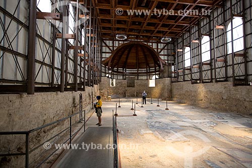  Inside of the basilica - Villa Romana del Casale - old palace building IV century  - Piazza Armerina city - Enna province - Italy