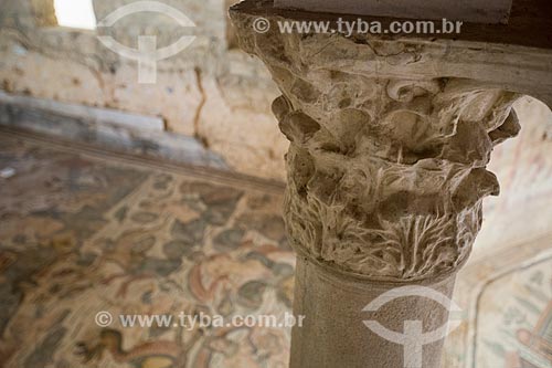  Detail of the column of corinthian order - Villa Romana del Casale - old palace building IV century  - Piazza Armerina city - Enna province - Italy