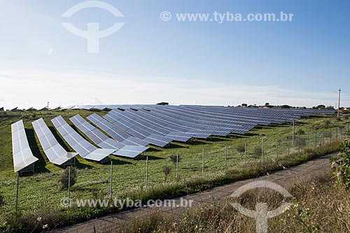  Solar photovoltaic modules on the banks of the SS 117 BIS highway  - San Cono city city - Catania province - Italy