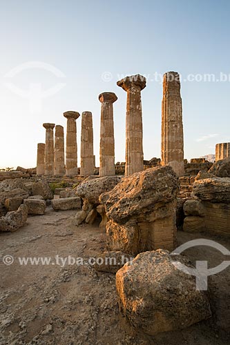  View of Temple of Heracles - Valle dei Templi (Valley of the Temples) - ancient greek city Akragas  - Agrigento city - Agrigento province - Italy