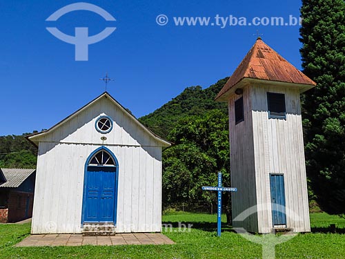  Facade of the Valentines Chapel - built in wood by the colonists  - Gramado city - Rio Grande do Sul state (RS) - Brazil