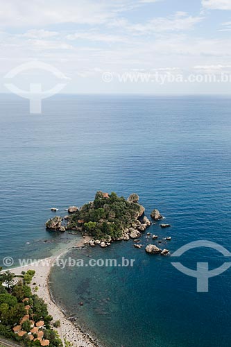  View of Isola Bella (Bella Island) - waterfront of Taormina city  - Taormina city - Messina province - Italy