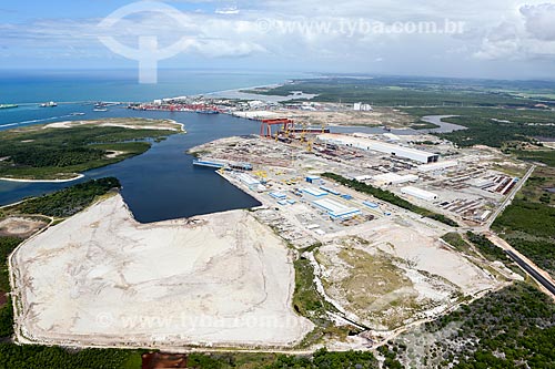  Aerial photo of the Promar Shipyard and Atlantico Sul Shipyard - Port of Suape Complex  - Ipojuca city - Pernambuco state (PE) - Brazil