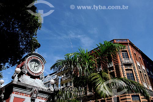  Municipal Clock - Relogio Square (Clock Square) with the building of old Central Post Office (Post and Telegraph Corporation) in the background  - Manaus city - Amazonas state (AM) - Brazil