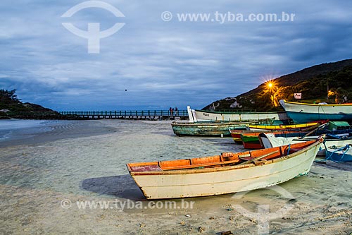  Berthed boats - Armacao of Pantano do Sul Beach at nightfall  - Florianopolis city - Santa Catarina state (SC) - Brazil