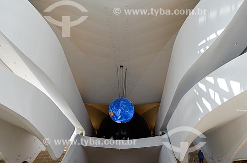  Giant globe showing - in real time - the sea and climate currents of the Earth - entrance hall of the Amanha Museum (Museum of Tomorrow)  - Rio de Janeiro city - Rio de Janeiro state (RJ) - Brazil
