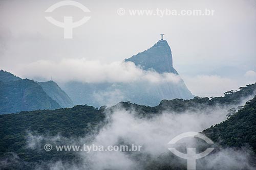  View of Christ the Redeemer from trail to Pedra Bonita (Bonita Stone) - Tijuca National Park  - Rio de Janeiro city - Rio de Janeiro state (RJ) - Brazil