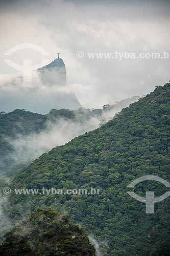  View of Christ the Redeemer from trail to Pedra Bonita (Bonita Stone) - Tijuca National Park  - Rio de Janeiro city - Rio de Janeiro state (RJ) - Brazil