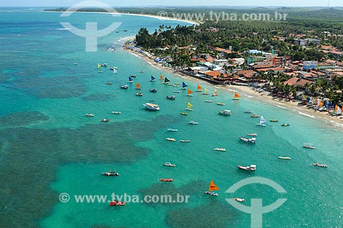  Aerial photo of rafts - Porto de Galinhas Beach  - Ipojuca city - Pernambuco state (PE) - Brazil