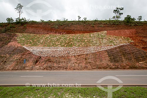  Slope containment work - grass planting - KM 632 of BR-040 highway  - Conselheiro Lafaiete city - Minas Gerais state (MG) - Brazil
