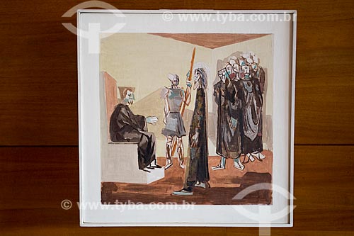  1st Stations of the Cross: Jesus is condemned to death - by Candido Portinari - Sao Francisco de Assis Church (1943) - also known as Pampulha Church  - Belo Horizonte city - Minas Gerais state (MG) - Brazil