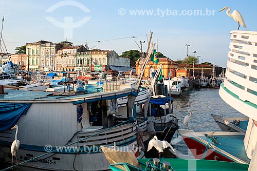  View of berthed boats - Acai Fair port from Ver-o-peso Market  - Belem city - Para state (PA) - Brazil
