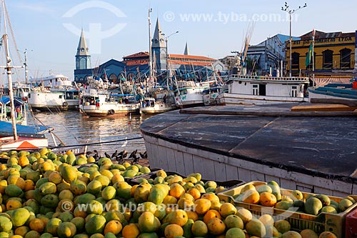  Berthed boats - with the Ver-o-peso Market (XVII century) in the background  - Belem city - Para state (PA) - Brazil