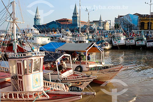  Berthed boats - with the Ver-o-peso Market (XVII century) in the background  - Belem city - Para state (PA) - Brazil