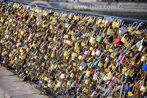  Padlocks in Pont des Arts (Arts Bridge) - the padlocks are placed by  couples that swearing eternal love play the key into the river and the padlock is closed forever  - Paris - Paris department - France