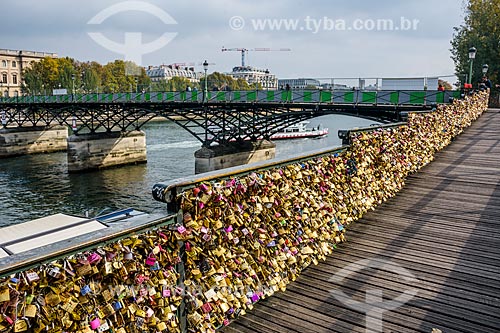  Padlocks in Pont des Arts (Arts Bridge) - the padlocks are placed by  couples that swearing eternal love play the key into the river and the padlock is closed forever  - Paris - Paris department - France