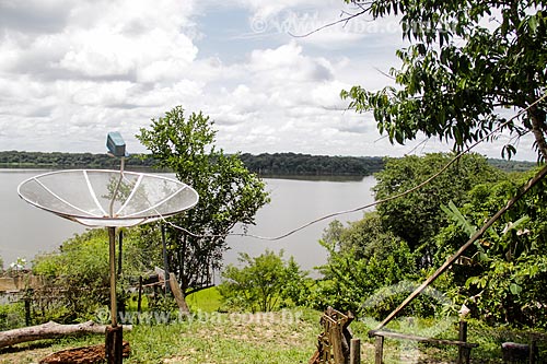  Parabolic antenna of headquarters of the Cunia Lake Extractive Reserve  - Porto Velho city - Rondonia state (RO) - Brazil