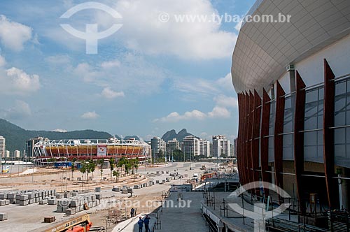  Construction site near to Carioca Arena 1 with the Olympic Center of Tennis in the background  - Rio de Janeiro city - Rio de Janeiro state (RJ) - Brazil