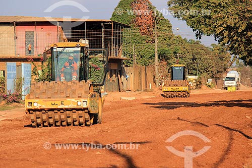  Construction site during the sanitation building and street paving of the Acai Street  - Porto Velho city - Rondonia state (RO) - Brazil