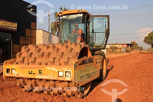  Construction site during the sanitation building and street paving of the Acai Street  - Porto Velho city - Rondonia state (RO) - Brazil