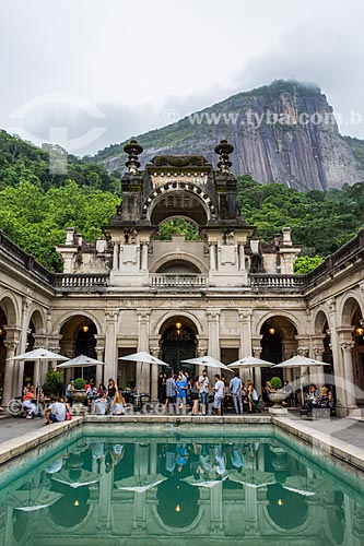  Courtyard of the building of School of Visual Arts of Henrique Lage Park - more known as Lage Park - with the Christ the Redeemer in the background  - Rio de Janeiro city - Rio de Janeiro state (RJ) - Brazil