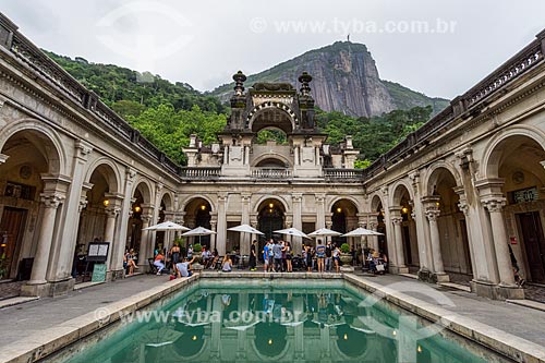  Courtyard of the building of School of Visual Arts of Henrique Lage Park - more known as Lage Park - with the Christ the Redeemer in the background  - Rio de Janeiro city - Rio de Janeiro state (RJ) - Brazil