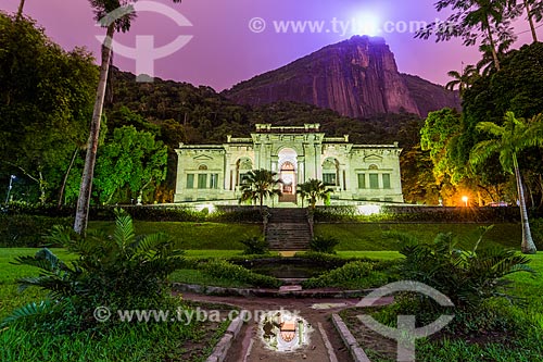  Building of School of Visual Arts of Henrique Lage Park - more known as Lage Park - with the Christ the Redeemer in the background during the evening  - Rio de Janeiro city - Rio de Janeiro state (RJ) - Brazil