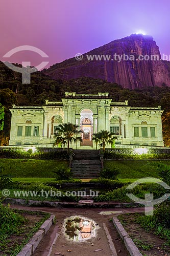  Building of School of Visual Arts of Henrique Lage Park - more known as Lage Park - with the Christ the Redeemer in the background during the evening  - Rio de Janeiro city - Rio de Janeiro state (RJ) - Brazil