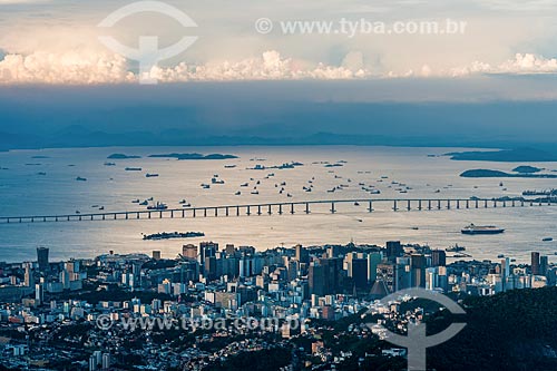  View of the city center neighborhood and the Guanabara Bay from Christ the Redeemer mirante  - Rio de Janeiro city - Rio de Janeiro state (RJ) - Brazil