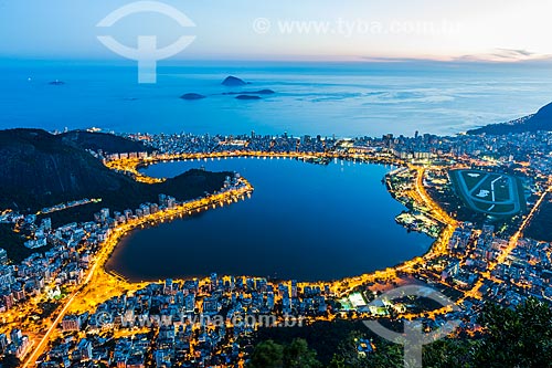  View of the Rodrigo de Freitas Lagoon, Ipanema neighborhood and the Natural Monument of Cagarras Island from Christ the Redeemer mirante  - Rio de Janeiro city - Rio de Janeiro state (RJ) - Brazil