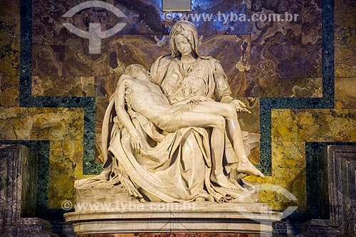  Detail of the Pietà (1499) by Michelangelo on exhibit - Basilica of Saint Peter  - Vatican City - Rome province - Italy