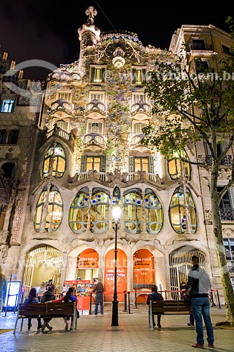  Facade of the Casa Batlló - house designed by Antoni Gaudí  - Barcelona city - Barcelona province - Spain