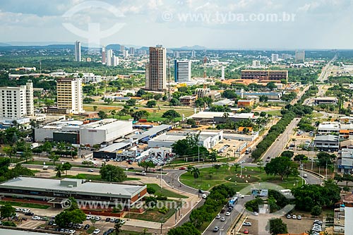  Aerial photo of the Palmas city with the Department of Public Security - to the left - the Palmas Shopping and the Geral de Palmas Hospital in the background  - Palmas city - Tocantins state (TO) - Brazil