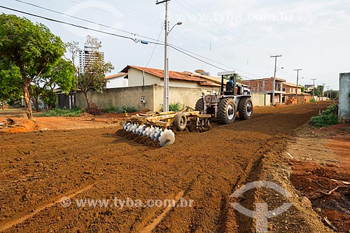  Construction site of sanitation and 307 block south street paving  - Palmas city - Tocantins state (TO) - Brazil