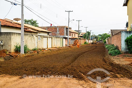  Construction site of sanitation and 307 block south street paving  - Palmas city - Tocantins state (TO) - Brazil