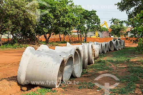  Tubings - construction site of sanitation and paving  - Palmas city - Tocantins state (TO) - Brazil