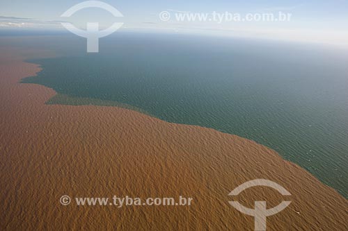  Aerial photo of the mud coming to sea by Doce River after dam rupture of the Samarco company mining rejects in Mariana city (MG)  - Linhares city - Espirito Santo state (ES) - Brazil