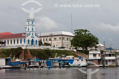  View of the Nossa Senhora da Conceicao Church from Negro River  - Barcelos city - Amazonas state (AM) - Brazil