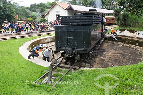  Courtyard of steam locomotive turning - place to reverse direction of the locomotive - with the Baldwin Locomotive Works, Philadelphia 38011 - USA (1912) - that makes the sightseeing between the cities of Tiradentes and Sao Joao del-Rei  - Tiradentes city - Minas Gerais state (MG) - Brazil