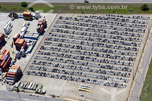  Aerial photo of the containers and cars - courtyard of Port of Suape Complex  - Ipojuca city - Pernambuco state (PE) - Brazil