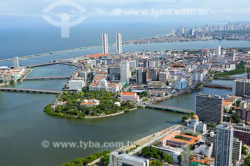  Aerial photo of Recife city center neighborhood with the Capibaribe River  - Recife city - Pernambuco state (PE) - Brazil