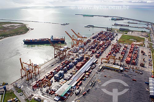  Aerial photo of the TECON - Container Terminal - of the Port of Suape Complex  - Ipojuca city - Pernambuco state (PE) - Brazil