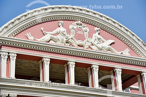  Detail of the facade of Amazon Theatre (1896)  - Manaus city - Amazonas state (AM) - Brazil