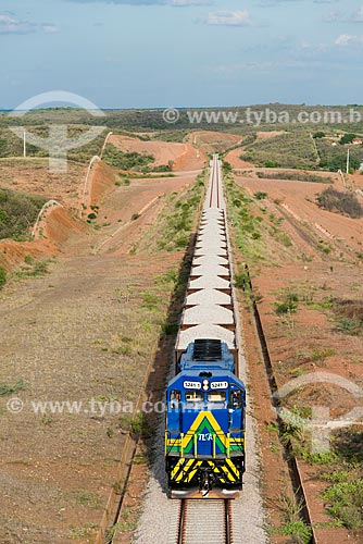  Train loaded with crushed stone in the work of Transnordestina Railroad  - Salgueiro city - Pernambuco state (PE) - Brazil