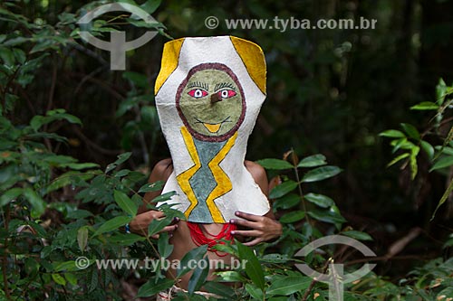  Masked during the Moça Nova Ritual - Tikunas Indians of Alto Solimoes  - Tabatinga city - Amazonas state (AM) - Brazil