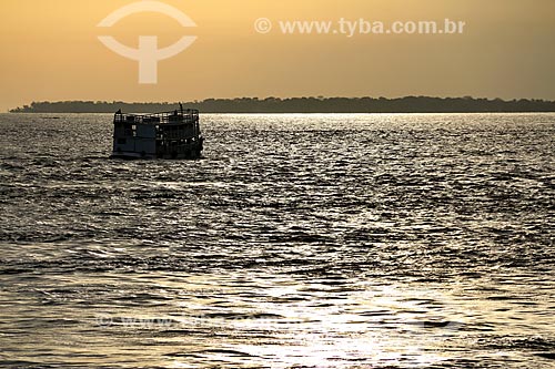  Chalana - regional boat - Amazonas River during the sunset  - Parintins city - Amazonas state (AM) - Brazil