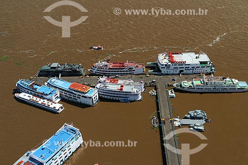  Aerial photo of chalanas - regional boats -  Parintins Port  - Parintins city - Amazonas state (AM) - Brazil