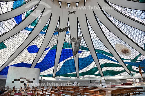  Inside of Metropolitan Cathedral of Nossa Senhora Aparecida (1958) - also known as Cathedral of Brasilia  - Brasilia city - Distrito Federal (Federal District) (DF) - Brazil